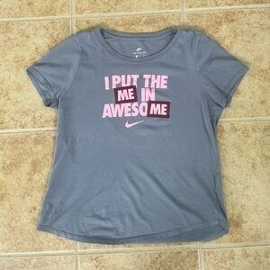 Nike Gray-Blue and Pink Short Sleeve Tee